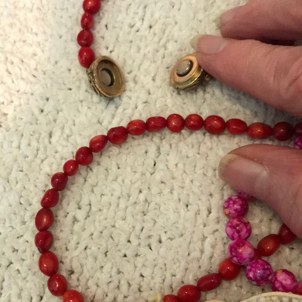 Beaded 'Courage' Bracelet & Mixed Bead Bracelet Set - Red & Pink - Picture 5 of 6